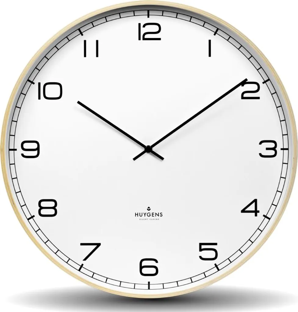 Grande horloge murale silencieuse Huygens Wood 45 pour salon et bureau
