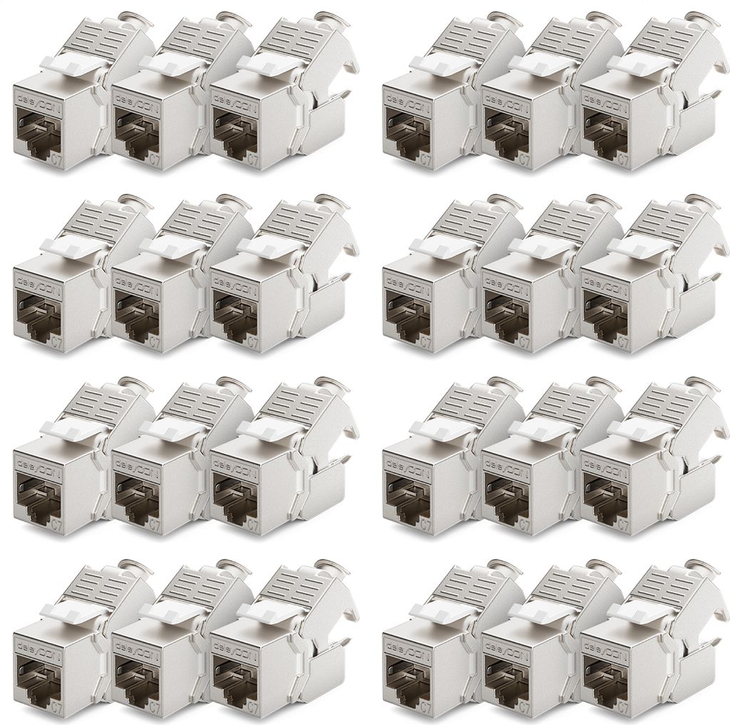 deleyCON 24x CAT 7 Keystone Jack Modul Optimal für CAT7 CAT6 CAT6a Verlegekabel Verbinder Patchkabel Netzwerkkabel STP Schirmung RJ45 Buchse 1000 ...
