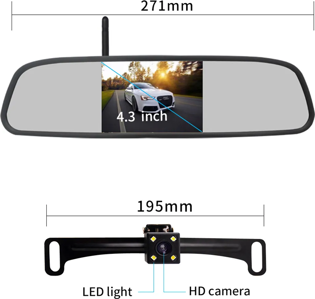 Installazione semplice Telecamera per retromarcia da 4,3 pollici Telecamera per retromarcia con schermo per telecamera per sistema di parcheggio per parcheggio per auto per veicolo  34