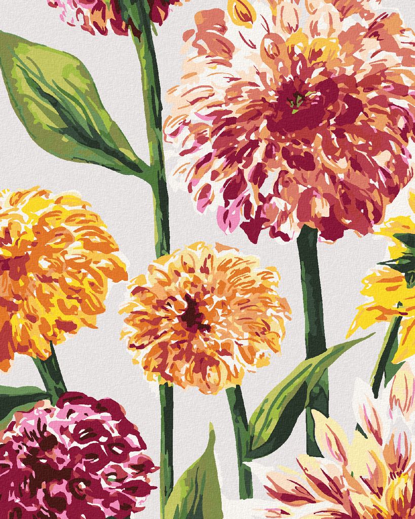 Zuty - Malen nach Zahlen - ROSA UND ORANGEFARBENE BLUMEN (ALEXANDRIA GILBERT), 40x50 cm, ohne Keilrahmen