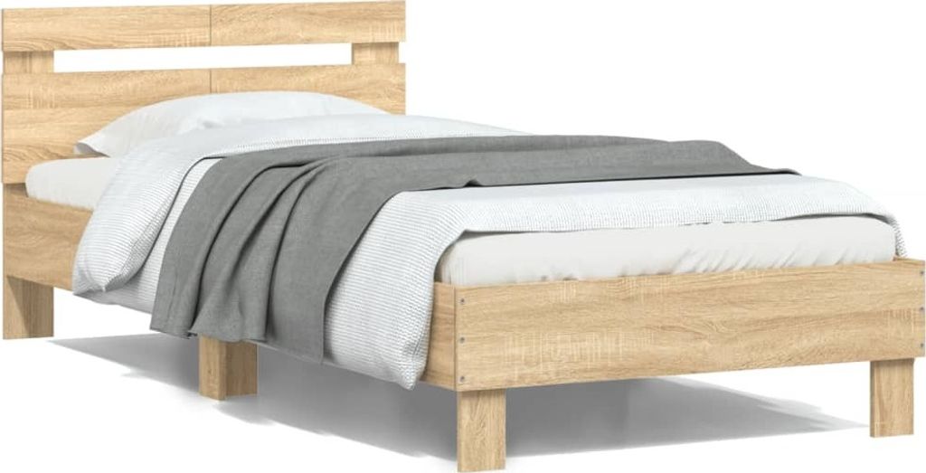vidaXL Cadre de lit sans matelas avec tête de lit en chêne Image du produit 
