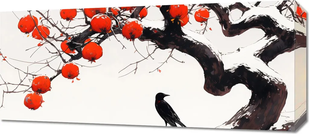Quadro Corvo nell'Albero 70x30 - Un Racconto sulle tue Pareti