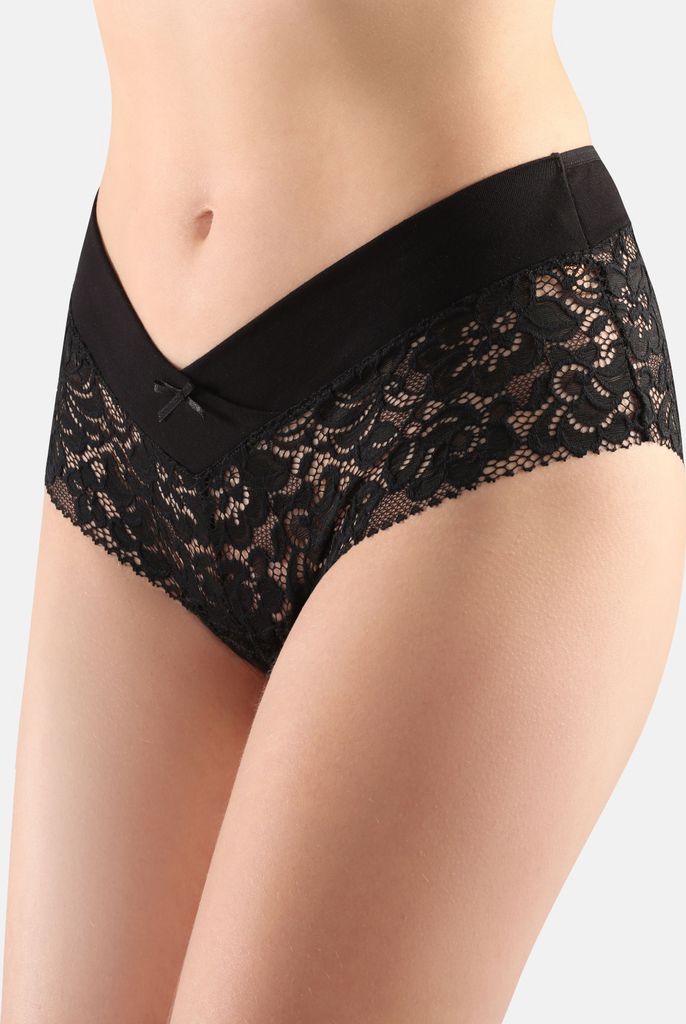 Bellivalini Damen Unterhose Hipster Hot Pants mit Spitze Unterwäsche BLV-GAB-155 (Schwarz-5, L)