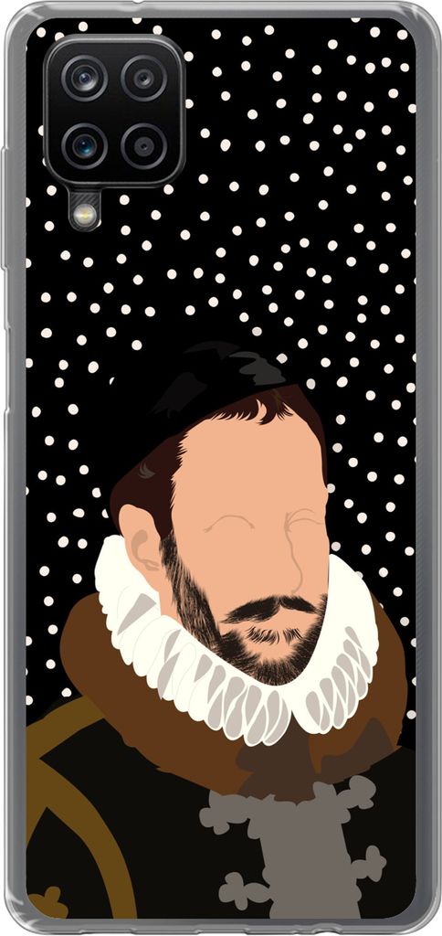 MuchoWow Handyhülle Schutzhülle Hülle für Telefoonhoesje Samsung Galaxy A12 Alte Meister - Wilhelm von Oranien - Dots - Schwarz Silikon Softc...