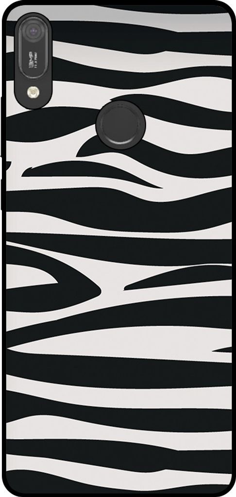 Smartphonica Phone Case Fit für Huawei Y6 (2019) mit Zebra-Druck - TPU zurück Abdeckung Fall Zebra-Design - Schwarz Weiß