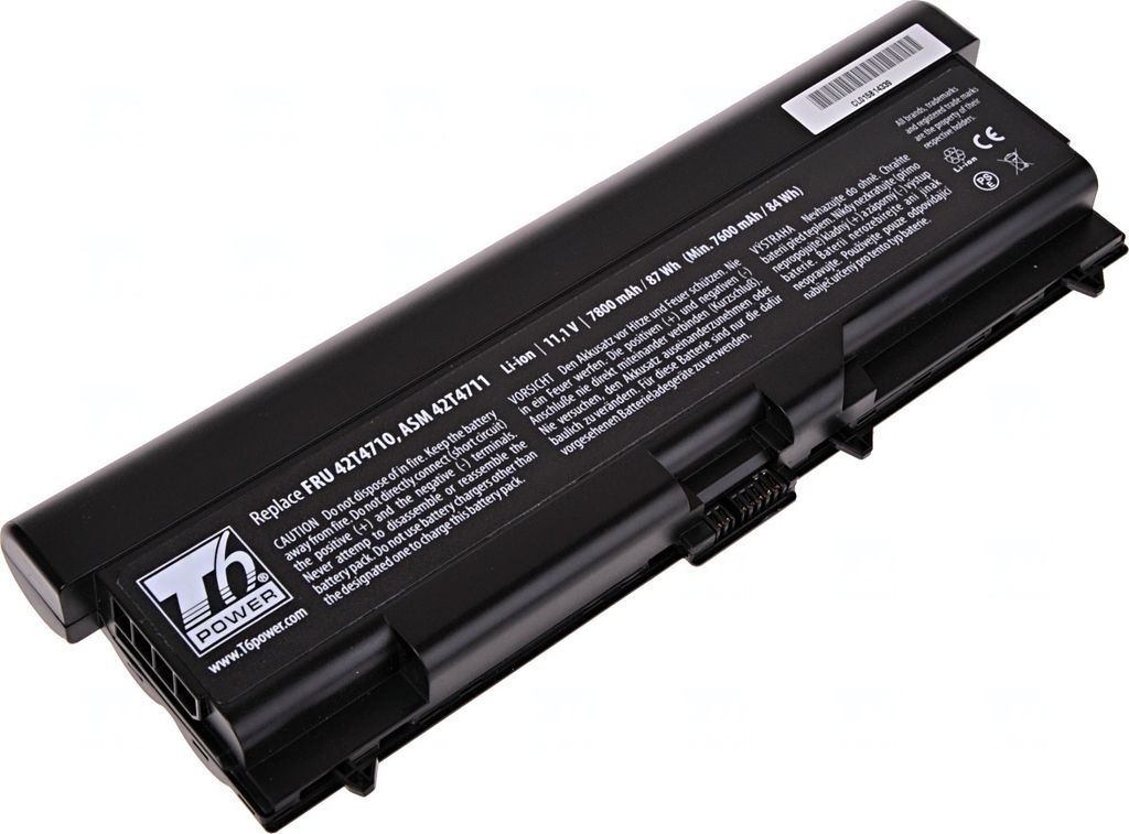 T6 Power Akku für Lenovo ThinkPad Edge 15" serie, Li-Ion, 11,1 V, 7800 mAh (87 Wh), schwarz
