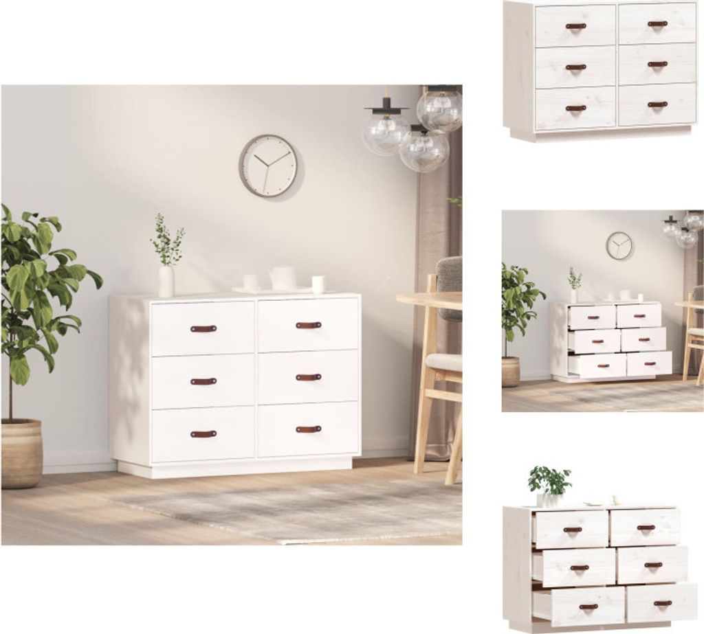 vidaXL Sideboard Weiß 100x40x75 cm Massivholz Kiefer - Sideboards