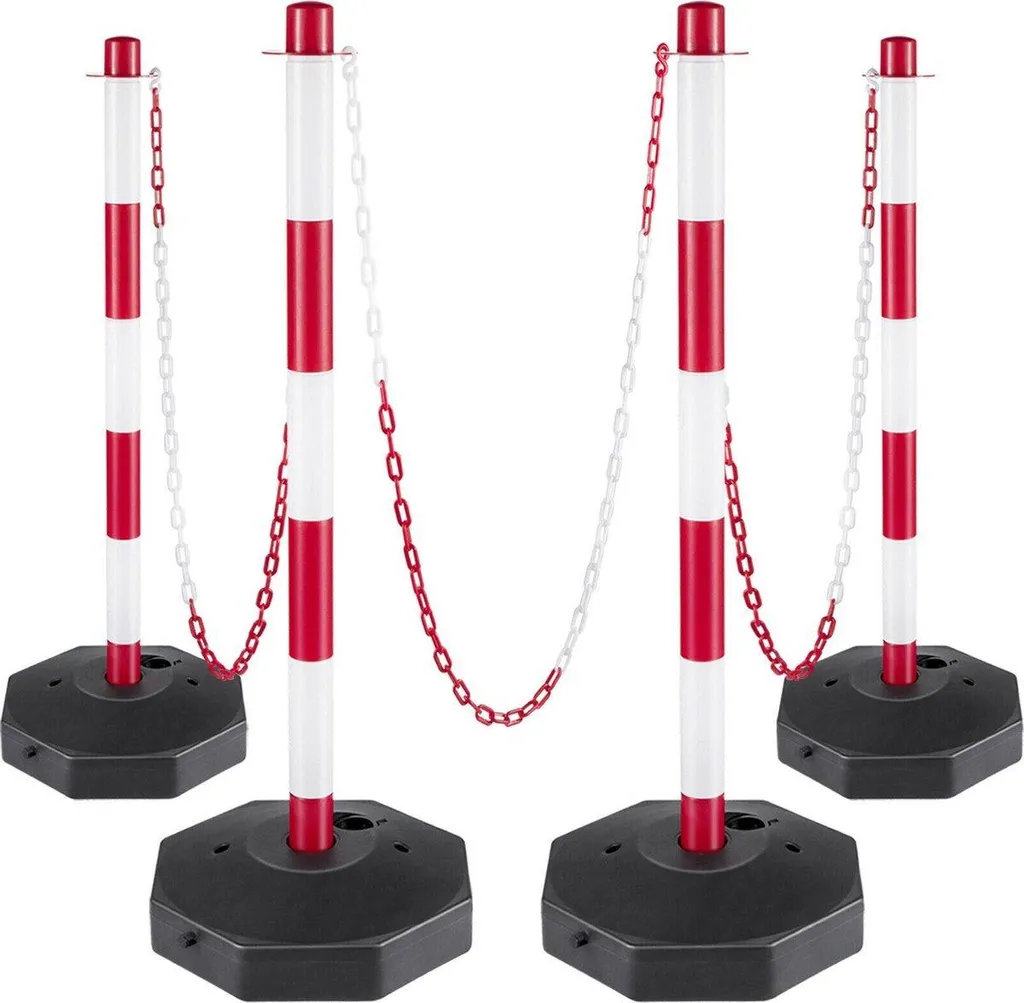 Poteaux de délimitation pour parking et travaux - Rouge-blanc - 4 pcs