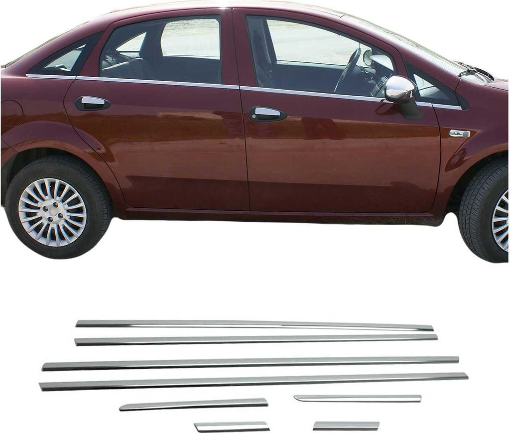 Fensterleisten Zierleisten für Fiat Linea 2006-2012 Edelstahl Chrom 8tlg