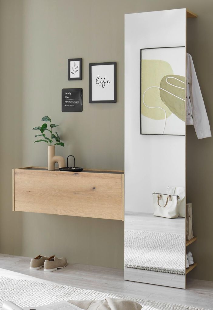 Garderobe Set 2-teilig "Center" in Evoke Eiche und grau Garderobenkombination 150 x 200 cm