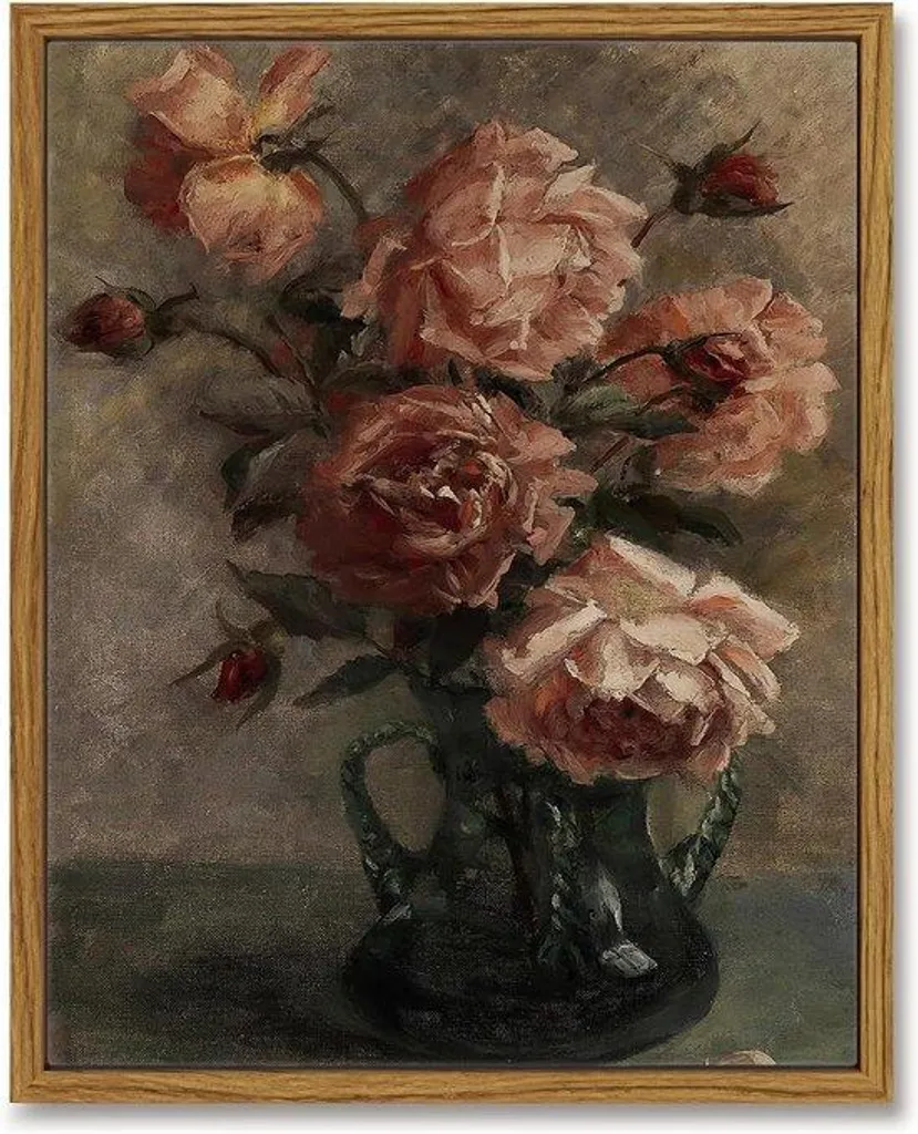 Tableau Fleurs Vintage en Toile - Décoration Murale Florale 20x25 cm