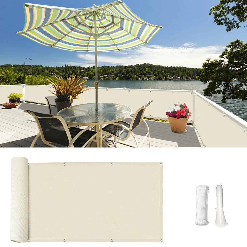Rete Ombreggiante Beige 85x600 cm | Protezione UV per Balcone e Giardino