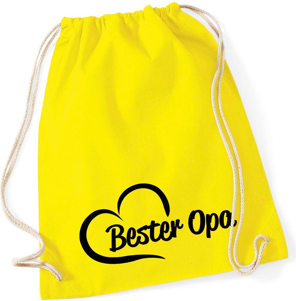 Huuraa Turnbeutel Bester Opa Herz 12 Liter Yellow Baumwolle Rucksack Geschenkidee