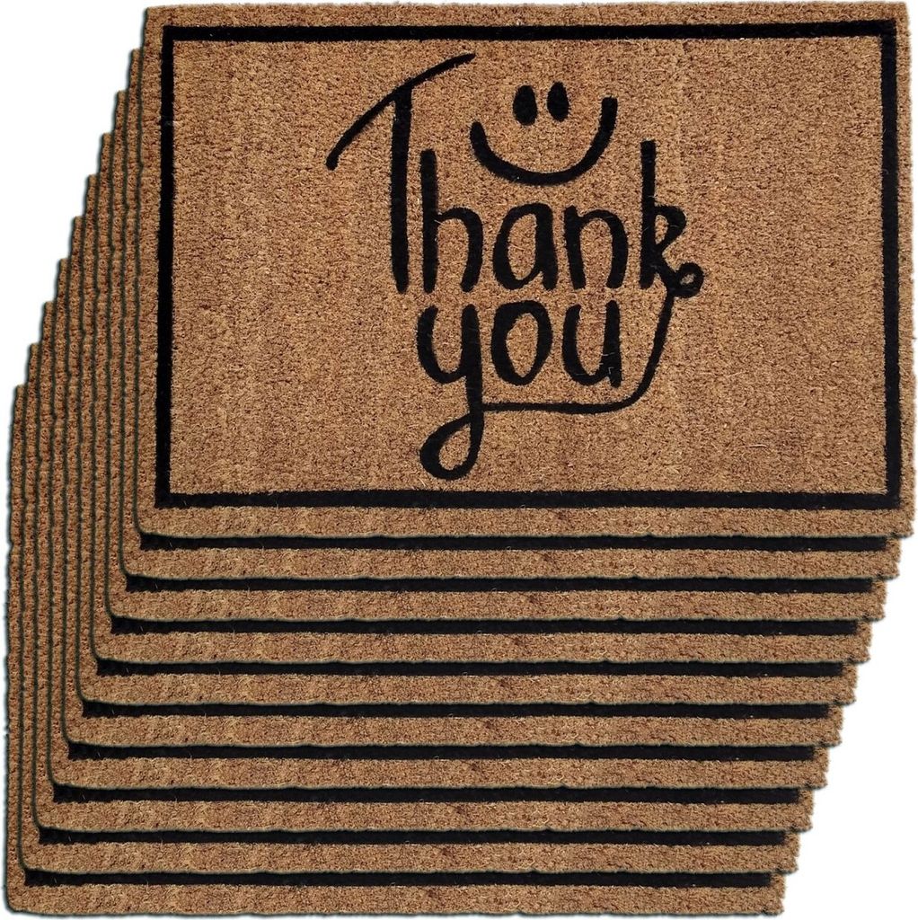 Soma Kokosmatte 10er Set 60 x 40 cm Motiv Fußmatte Türvorleger Fußabtreter Schmutzfangmatte Haustür Thank you