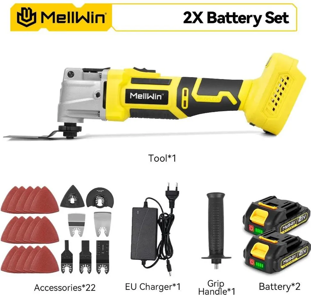 Découpeur ponceur multifonction brushless avec pack double batteries 2Ah - 2