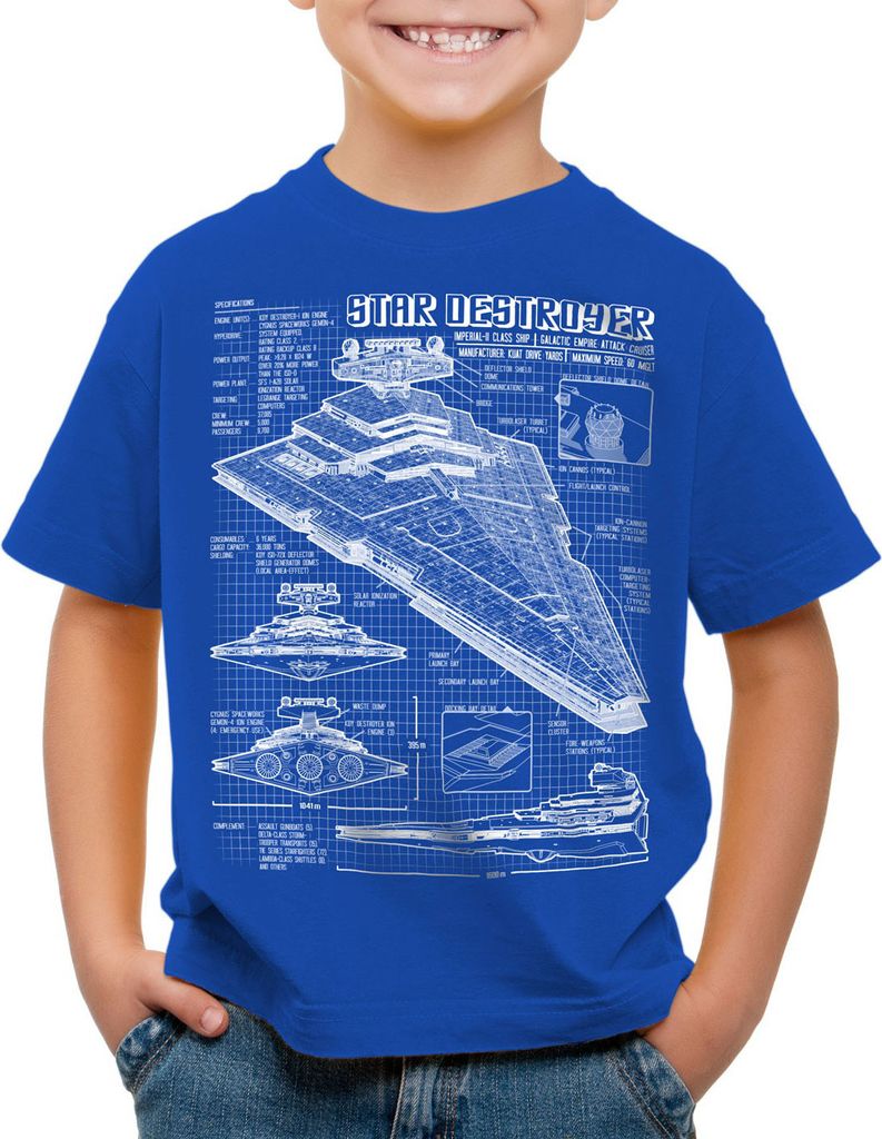 A.N.T. Sternenzerstörer Kinder T-Shirt blaupause raumschiff