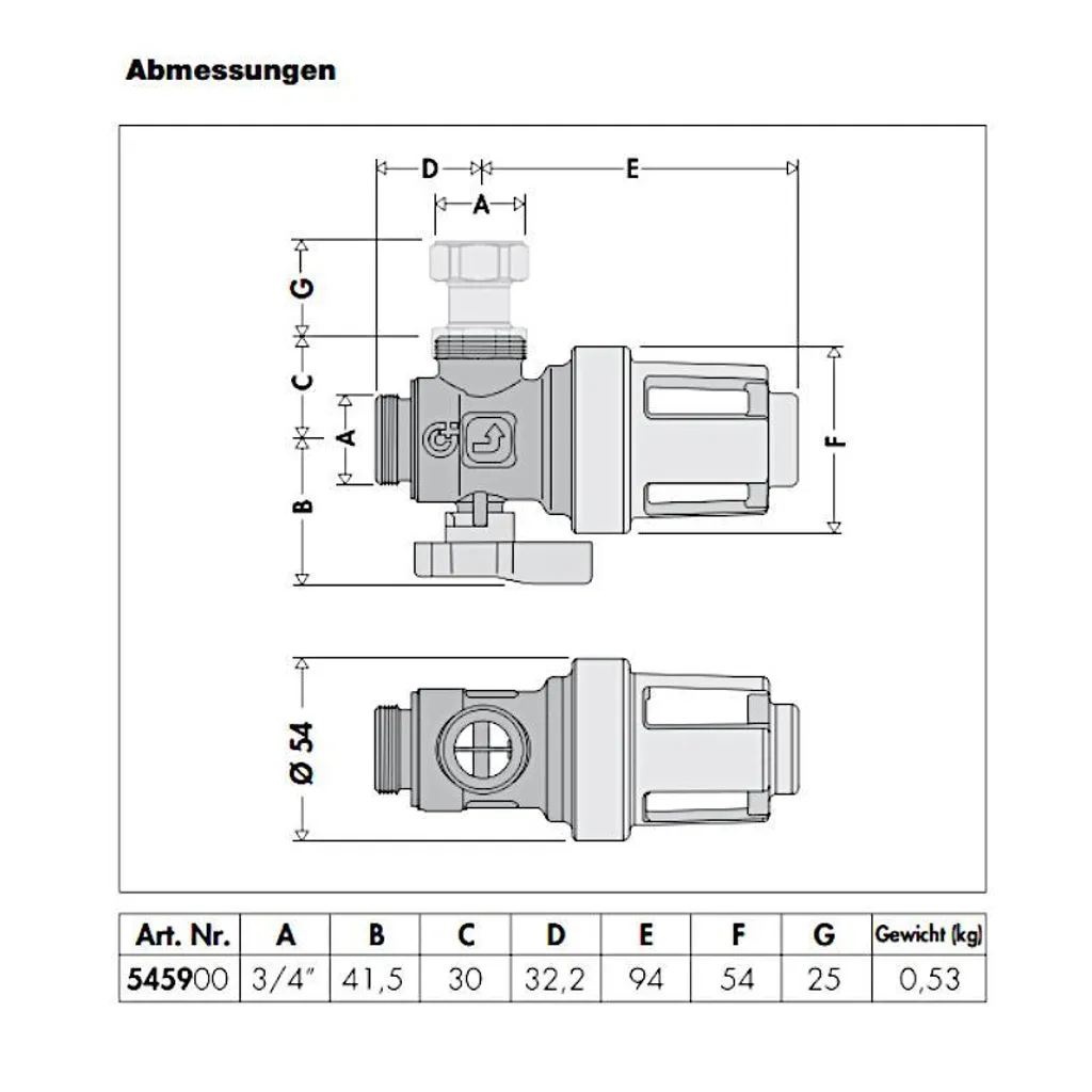 Filtre désemboueur magnétique sous chaudière Caleffi 5459 XS format 3/4 - 2