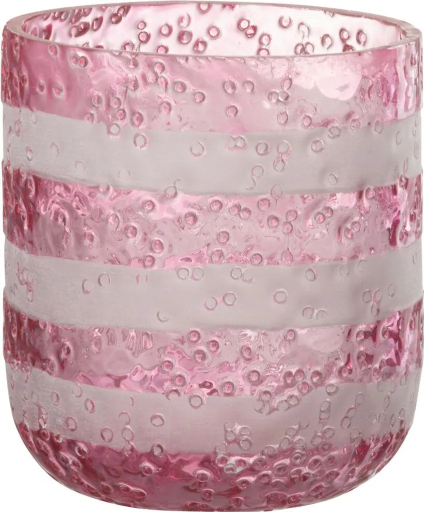 Porte-bougie design en verre strié rouge et blanc J-Line Small