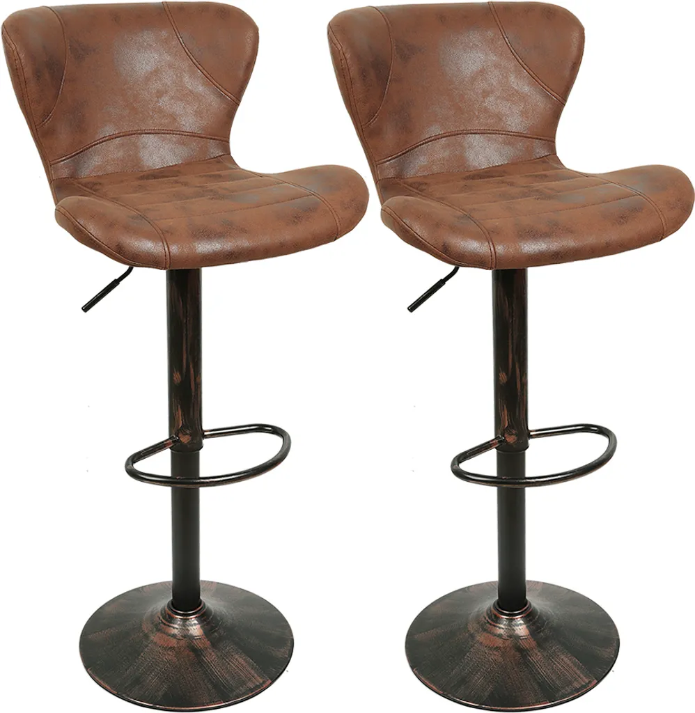 Lot de 2 Tabourets de Bar Pivotants Vintage en Similicuir Marron Loft