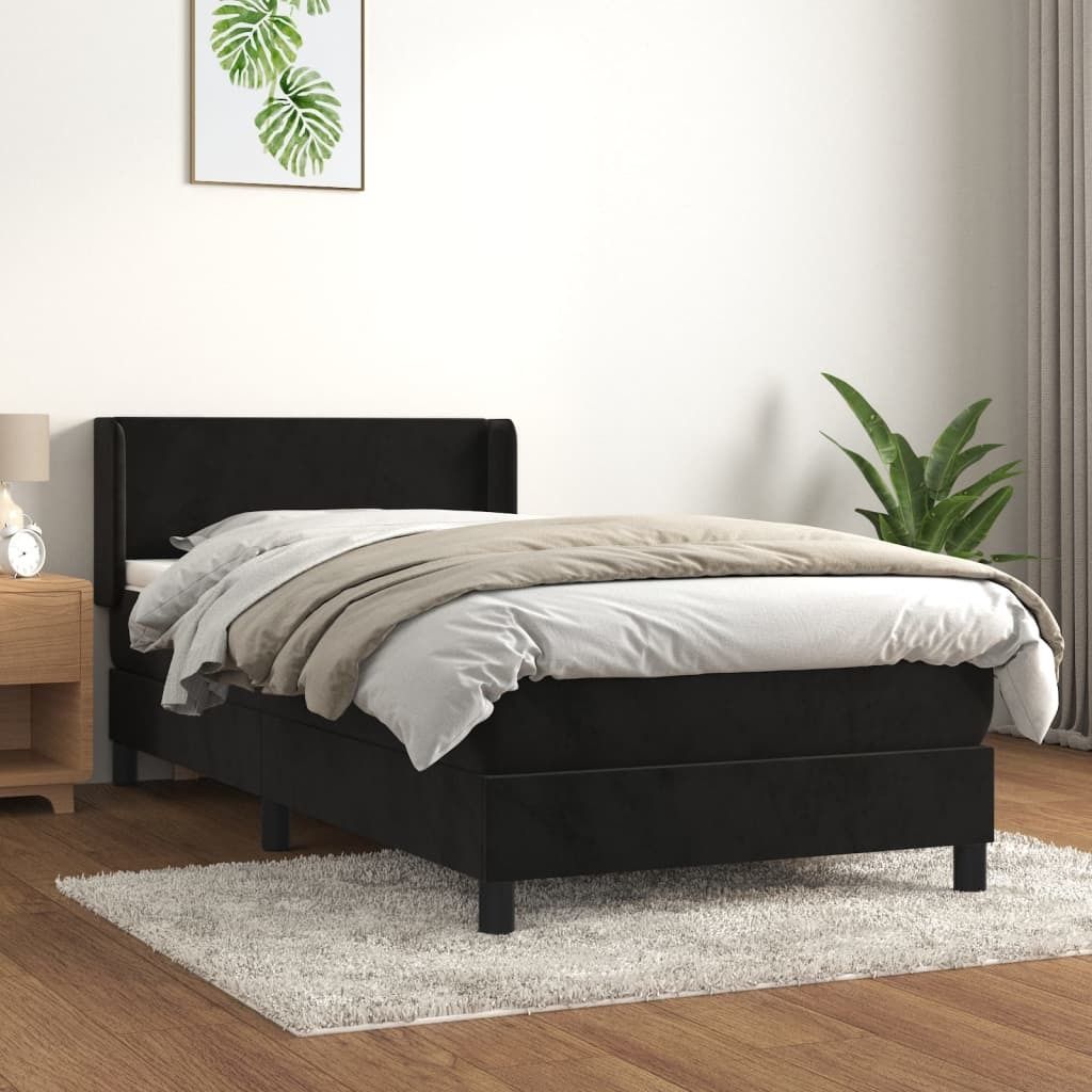 The Living Store Boxspringbett mit Matratze Schwarz 100x200 cm Samt