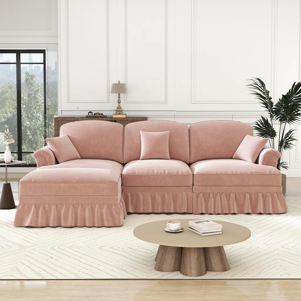Canapé d'angle confortable en chenille pour optimiser votre coin salon - 3