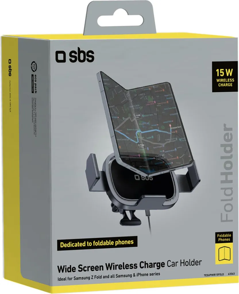 SBS Support Smartphone Induction 15W pliable Noir avec charge rapide Qi
