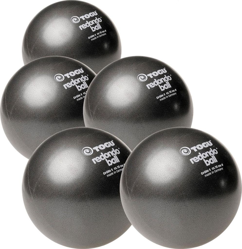 Togu Redondo Ball Pilatesball 18 cm Ø 5er Set Anthrazit, robust & weich, für Pilates & Yoga