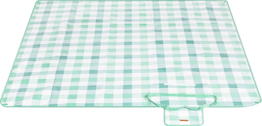 A picnic blanket laid out flat.