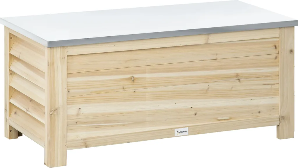 Rangement coussins de jardin en bois 155L coffre étanche pour l'extérieur