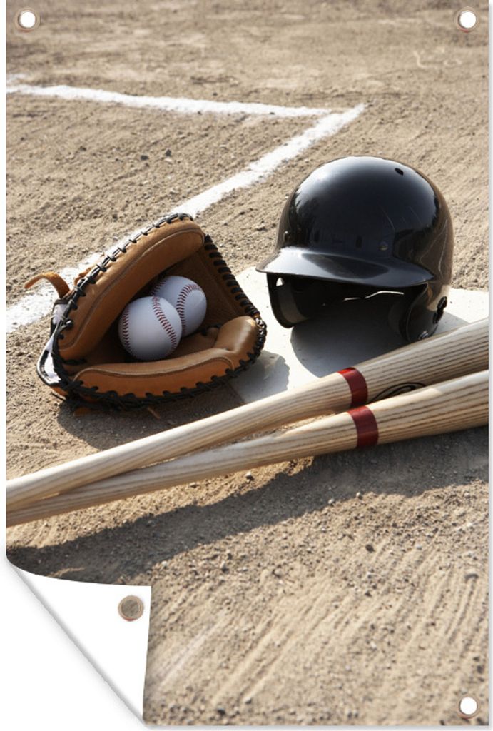 MuchoWow 40x60 cm Outdoor-Poster Gartendeko Sichtschutz Garten Poster für den Garten Materialien für ein Baseballspiel