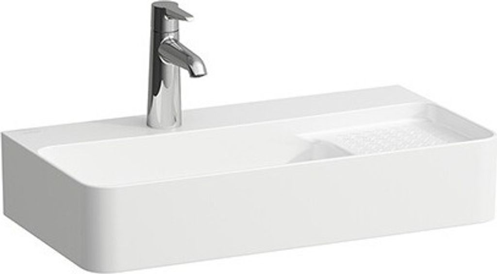 LAUFEN VAL Aufsatzwaschtisch COMPACT, ohne Hahnloch, mit Überlauf, 600x315mm, semi-trockener Bereich rechts, US geschl., H8172857571091