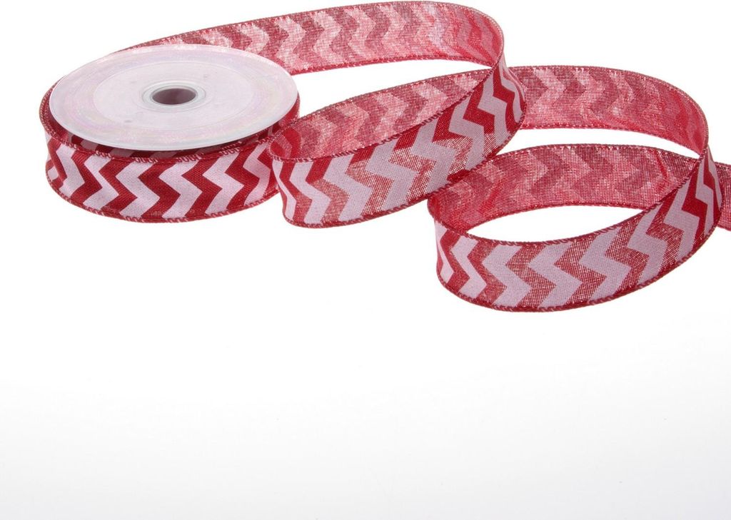 Dekoband Zickzack - Rot-Weiß - 25mm - 10m - 93158-25-10-30