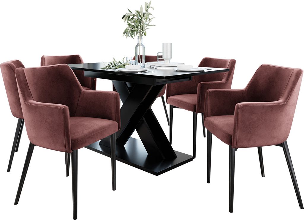 MIRJAN24 Stuhl Rene, 1 Stück, Polsterstuhl, Beine aus Metall, 57x50x83 cm, Wohnzimmer (Farbe: Magic Velvet 2258, Beine: Schwarz)