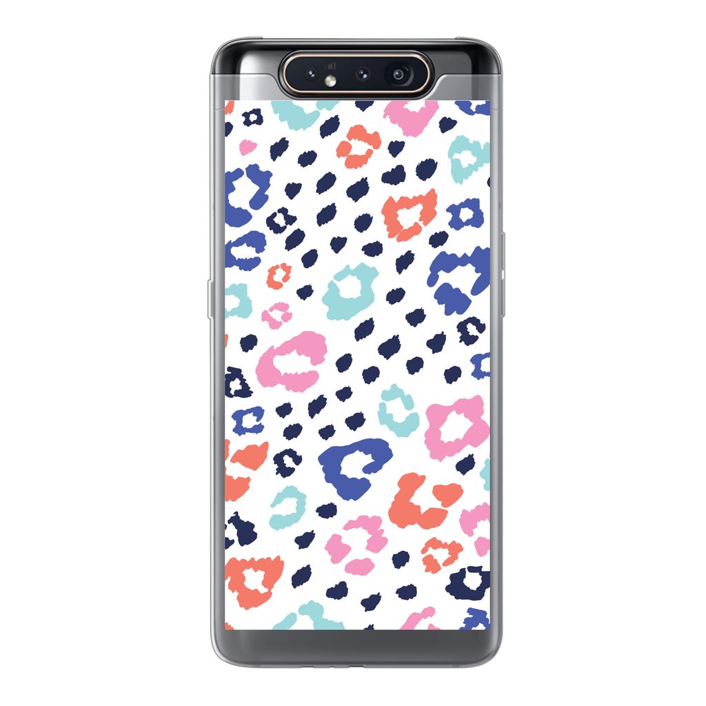 MuchoWow Handyhülle Schutzhülle Hülle für Samsung Galaxy A80 Panther Druck - Pastell - Farben Silikon Softcase Handy Hülle - Schutzdeckel