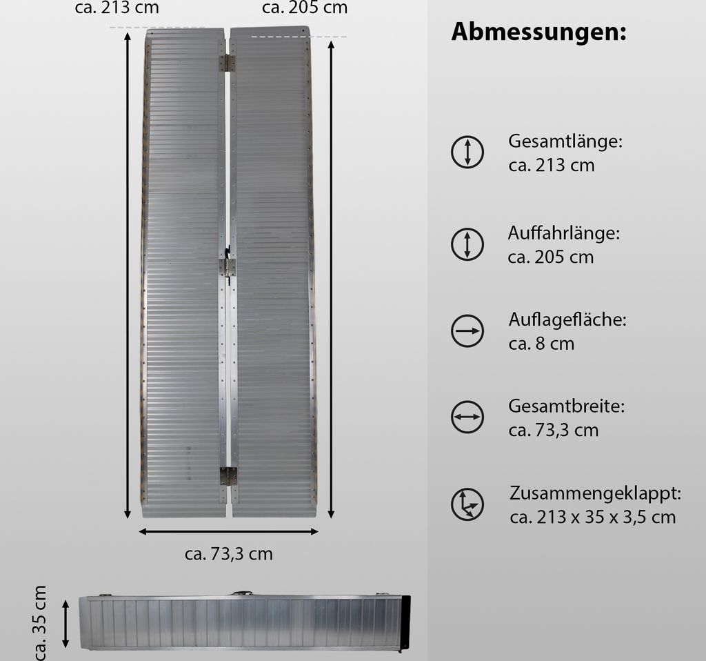 TRUTZHOLM Rollstuhlrampe klappbar 213 cm 272 kg Alu grau Produktbild 3