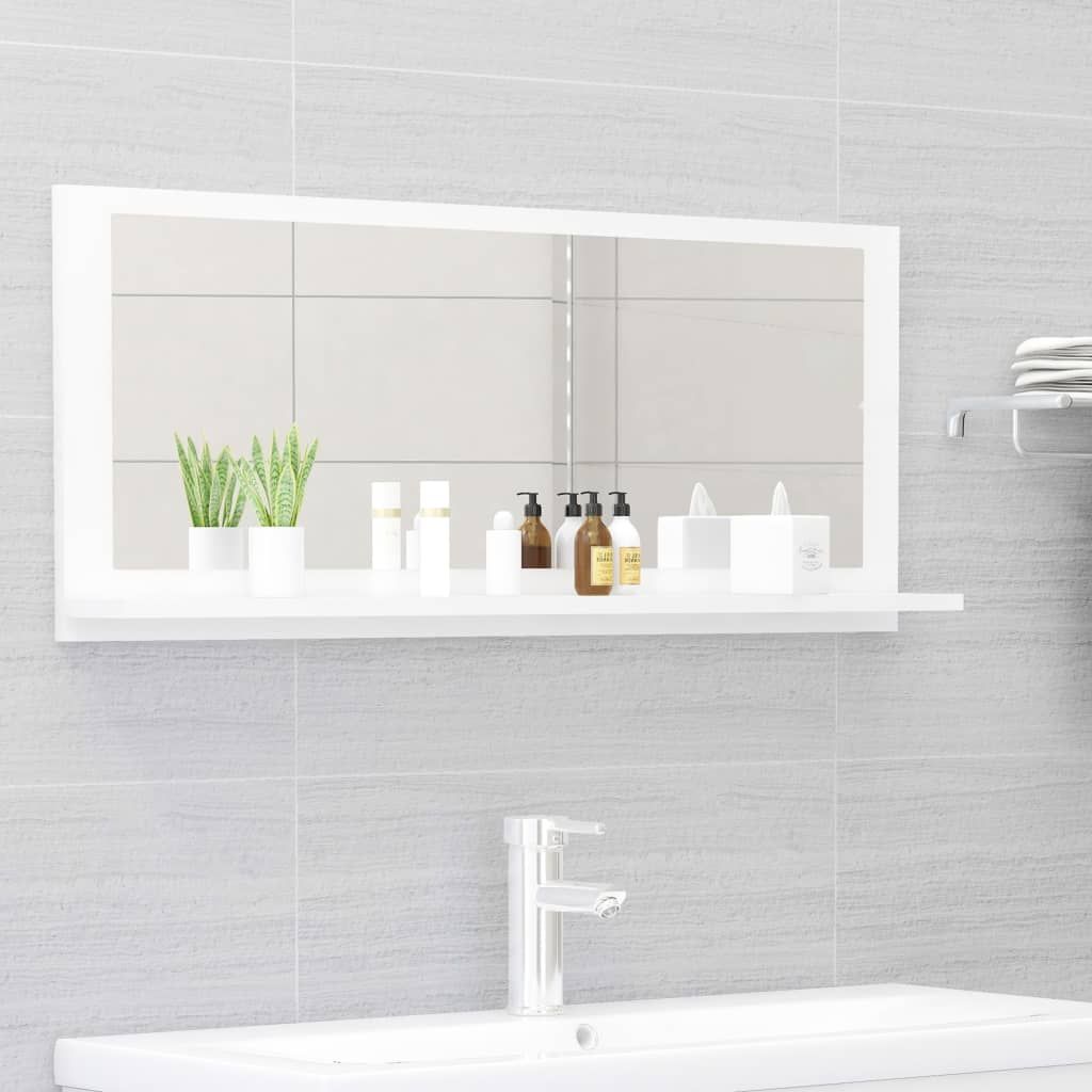 Badspiegel Weiß 60x1,5x37 cm Spanplatte Badezimmerspiegel Badezimmer Spiegel 