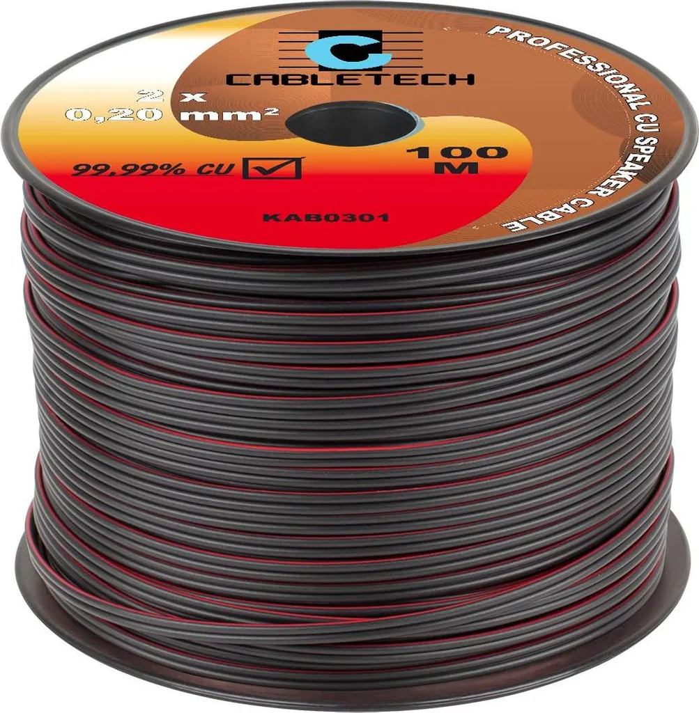 Fil d'enceinte noir 0,2mm 100m : Câble audio souple pour home-cinéma