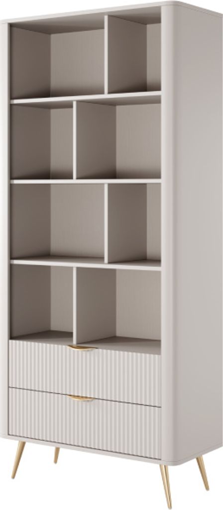 YOURHOUSE24 Regal mit Schubladen LANTE beige/gold, schwarz