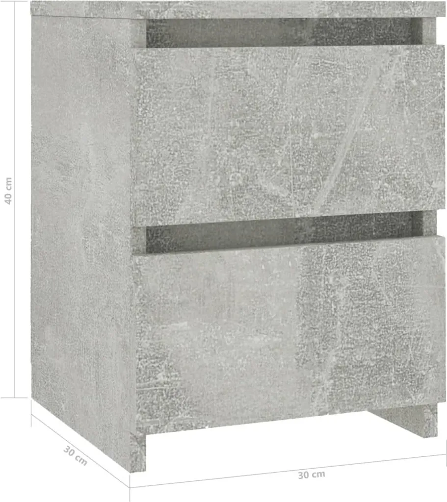 Table de chevet gain de place pour petits espaces gris béton 30 cm