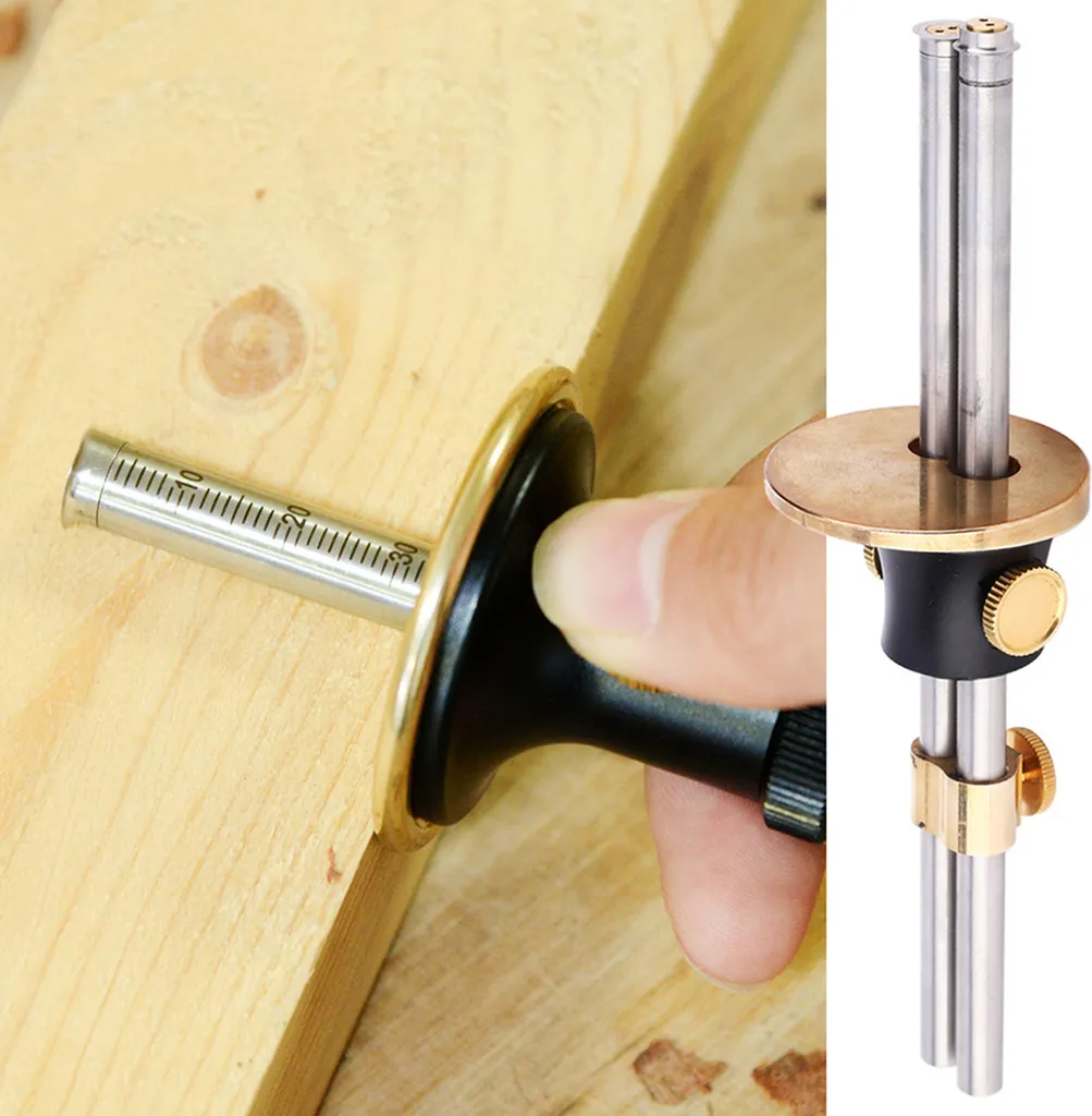 Trusquin de menuisier double arbre outil de mesure manuel