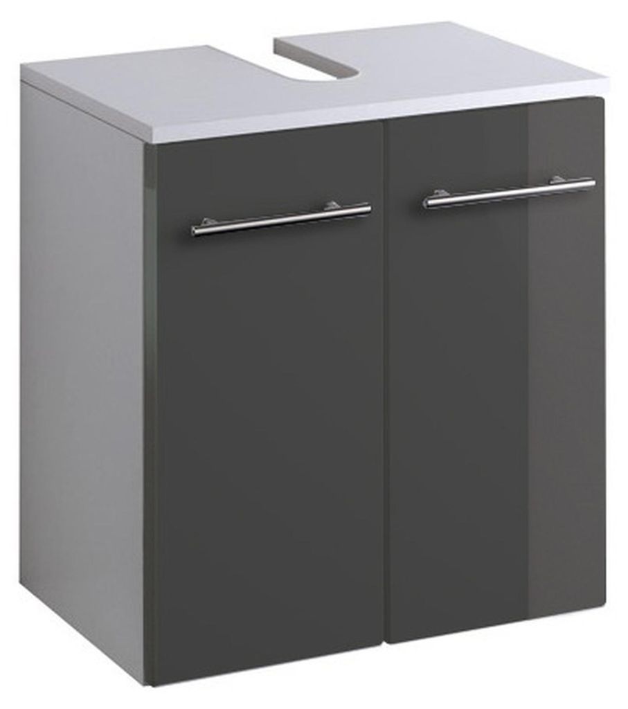 Basera Badezimmer Unterbeckenschrank Ricarda 50 cm breit, Korpus: weiß, Front: hochglanz anthrazit