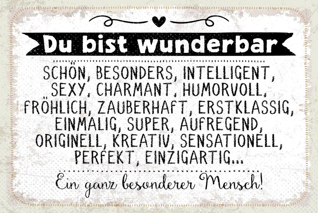 vianmo Holzschild 20x30 cm du bist wunderbar. Ein ganz besonderer Mensch