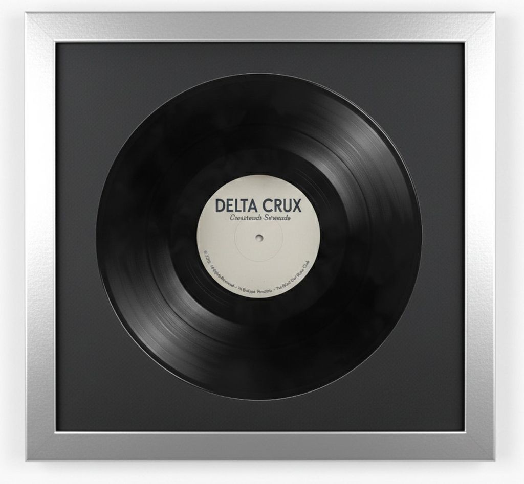 K-Möbel Schallplatten Rahmen Silber 40x40cm mit schwarzem Passepartout - Germany - Vinylrahmen aus Echtholz für die Vinyl