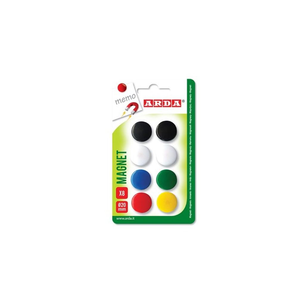 ARDA ACL01 Kühlschrankmagnet Kunststoff Gemischte Farben, Schwarz, Blau, Grün, Rot, Weiß, Gelb 8 Stück(e)