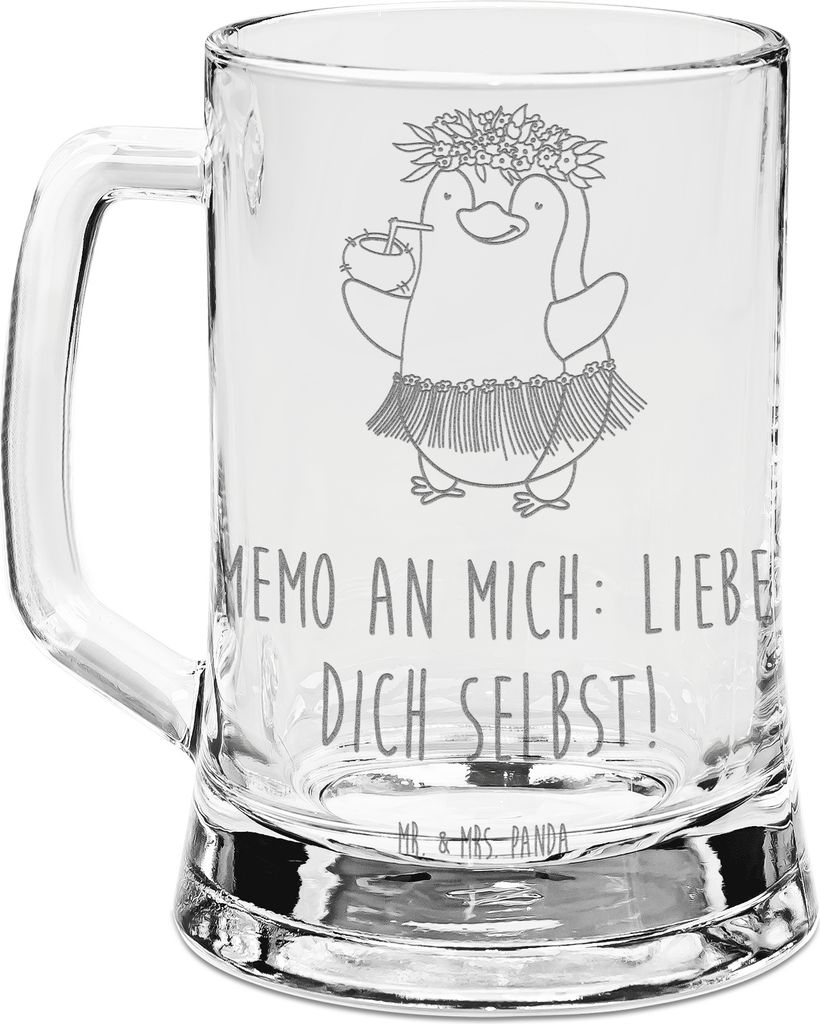 Mr. & Mrs. Panda Krug Pinguin Kokosnuss - Transparent - Geschenk, Hawaii, Urlaub, Gravur Bierkrug, Aloha, Mit, Seidel, Bierhumpen, Humpen