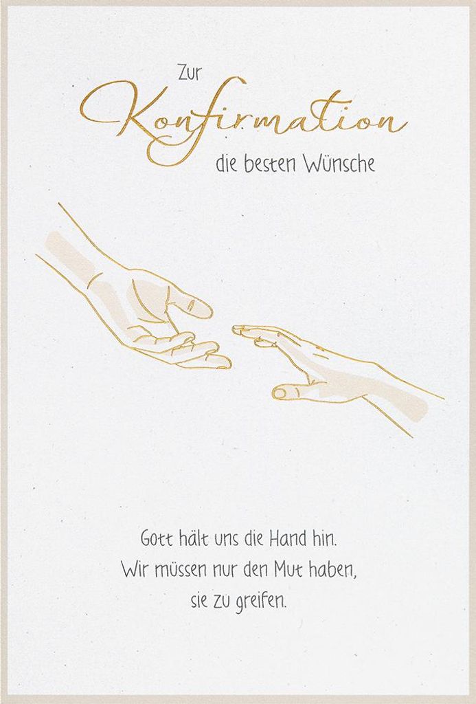 Konfirmation unverpackte Glückwunschkarte mit Umschlag Gott hät uns die Hand hin