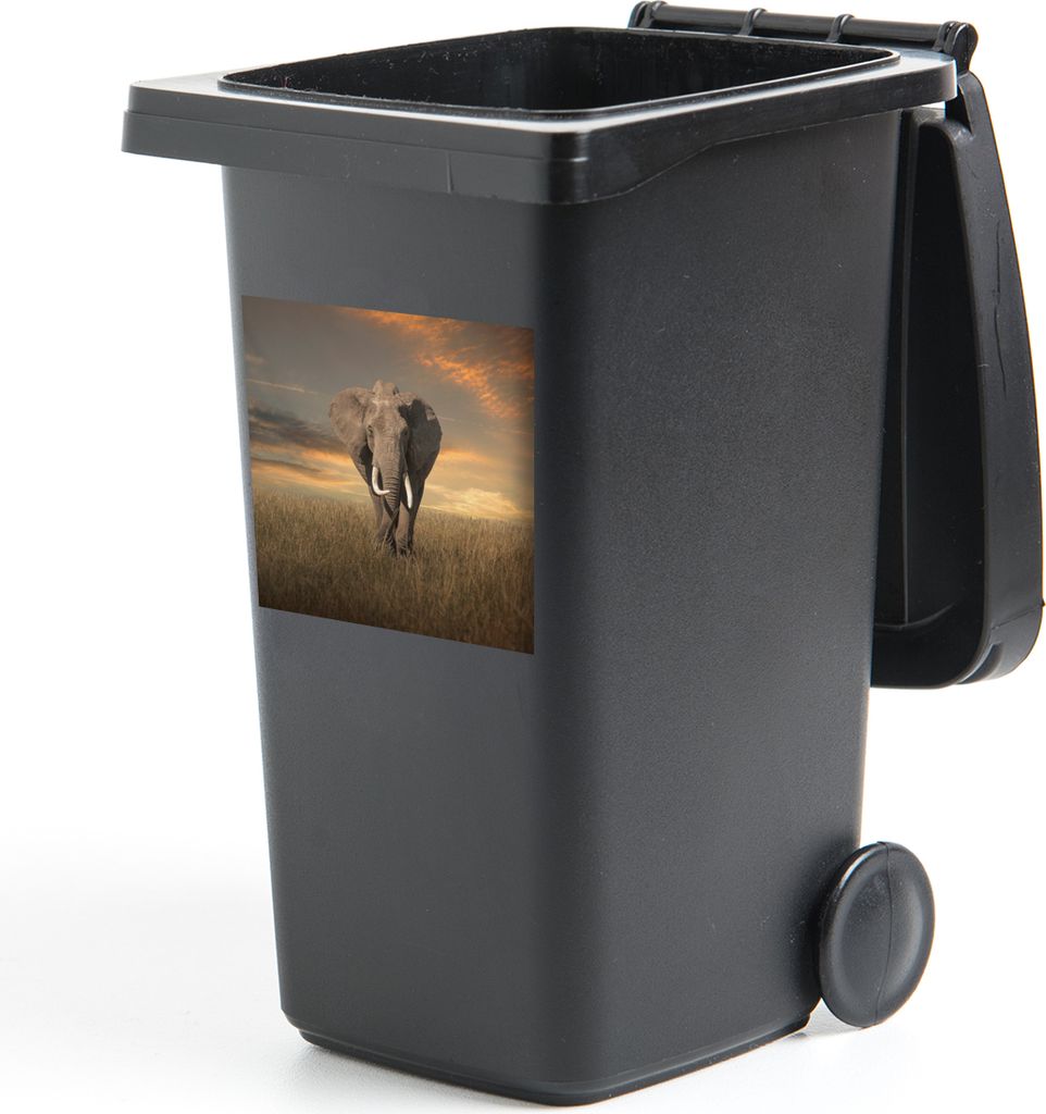MuchoWow Mülltonnenaufkleber Weidender Elefant 40x40 cm - Abfall-Aufkleber - Container - für Abfallcontainer