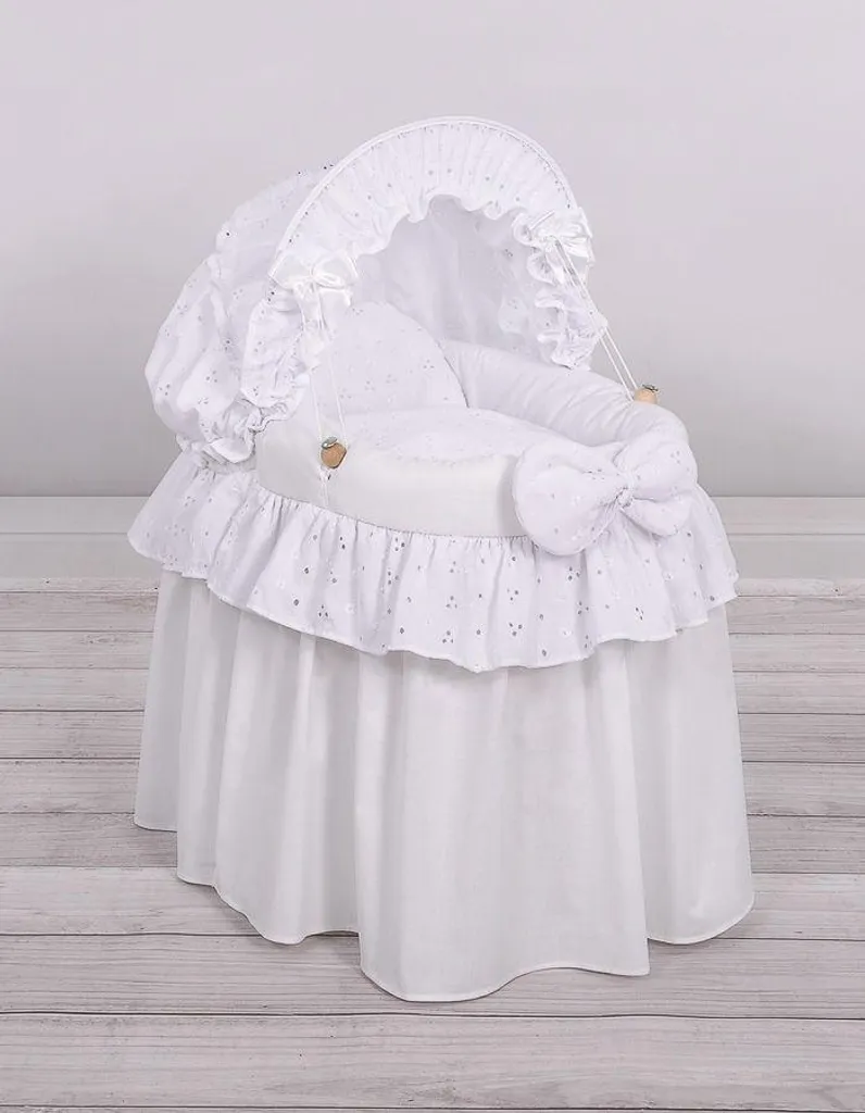 Accessoire de jeu d'imitation : Poussette et lit poupée osier blanc