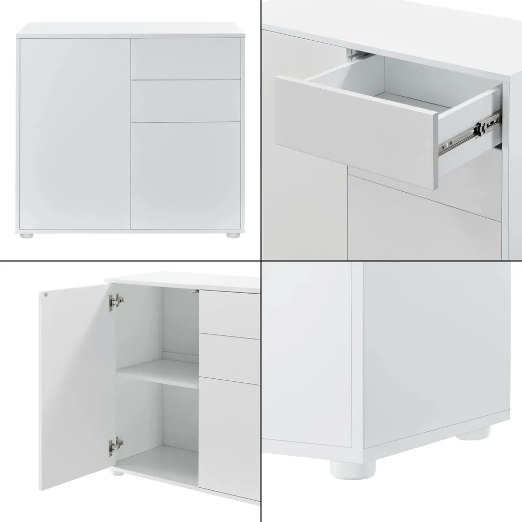 Commode Push and Open Wilford Blanc Mat - Petit Meuble de Chambre