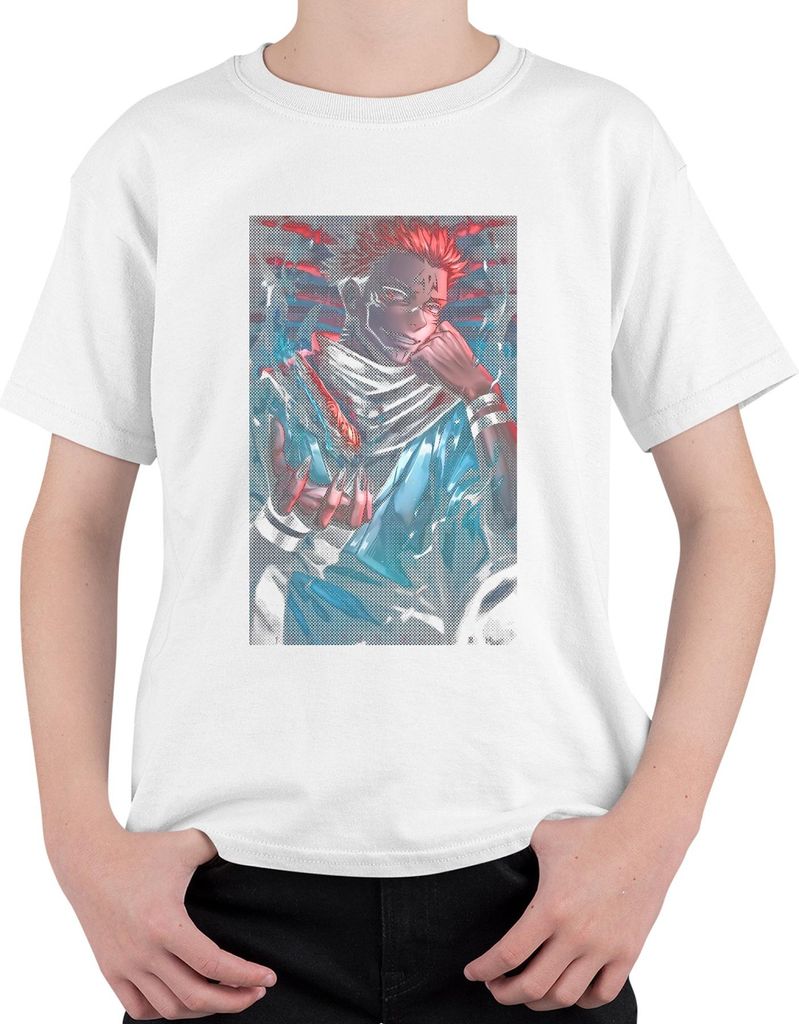 Jujutsu Kaisen Sukuna Dämonenkönig Feuer Klauen Anime Geschenk Uni Kinder T-Shirt, Weiß, 104